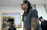 La star de la WNBA Brittney Griner dans les locaux du tribunal de Khimki, près de Moscou, où elle est jugée pour possession de cannabis, le 4 août 2022 