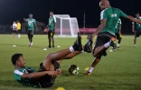 Les frères Ayew lors d'un entraînement du Ghana, le 15 janvier 2017 à Port-Gentil au Gabon 