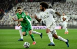 Le défenseur brésilien du Real Madrid Marcelo poursuivi par le défenseur de la Real Sociedad Andoni Gorosabel en quart de finale de la Coupe du Roi, le 6 février 2020 au stade Santiago-Bernabeu 