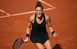 La Grecque Maria Sakkari, victorieuse de l'Américaine Sofia Kenin en 8e de finale à Roland-Garros, le 7 juin 2021