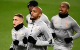 Les joueurs de Galatasaray dont Steven N'Zonzi (g) et Mario Lemina (d), à l'entraînement le 10 décembre 2019 au Parc des Princes