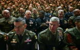 Des militaires rassemblés avant un discours de Donald Trump à l'adresse des officiers supérieurs de l'armée réunis à la base du Corps des Marines de Quantico, en Virginie, le 30 septembre 2025