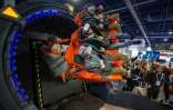 Les fauteuils robotisés du jeu Hurricane 360 VR présenté au CES de Las Vegas, le 10 janvier 2019