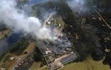 Des incendies pendant une vague de chaleur à Sibate, près de Bogota, en Colombie, le 3 août 2026