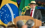 Le président brésilien Luiz Inácio Lula da Silva s'exprime lors d'une cérémonie au palais du Planalto, à Brasilia, le 8 janvier 2025