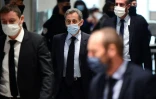 L'ancien président Nicolas Sarkozy arrive au Palais de Justice de Paris où se tient son procès pour corruption le 8 décembre 2020