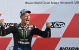 Le bonheur de Fabio Quartararo tout juste sacré champion du monde en MotoGP à l'issue du GP d'Emilie-Romagne à Misano Adriatico, le 24 octobre 2021 