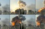 Photomontage créé à partir d'images UGC prises le 4 août 2020 de l'explosion au port de Beyrouth