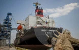 Le premier navire affrété par l'ONU, le MV Brave Commander, dans le port de Youjné, le 14 août 2022 en Ukraine 