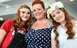 Des participantes à  la première édition du Red Love, festival consacré aux roux, le 25 août 2018 à Châteaugiron, en Bretagne 