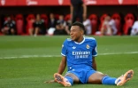 L'attaquant français du Real Madrid Kylian Mbappé lors d'un match de Liga sur le terrain du Séville FC, le 17 mai 2026