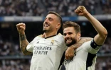 Joselu (g) et Nacho Fernandez Ă Madrid le 4 mai 2024