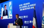 Emmanuel Macron prononce un discours devant l'OCDE à Paris, le 30 mai 2018