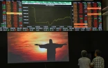 Un tableau d'indices boursiers à la Bourse de Sao Paulo, le 16 mars 2020 au Brésil