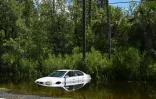 Inondations à Crystal River après le passage de l'ouragan Idalia, le 31 août 2023 en Floride