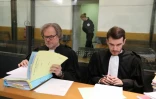 Georges Raimondi (G) et Cédric Huissoud, les avocats de Patricia Dagorn, le 15 janvier 2018 à Nice
