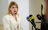 Olga Stefanichyna, vice-Première ministre chargée de l'intégration européenne et euro-atlantique de l'Ukraine, s'adresse à la presse lors d'un conseil Affaires générales avant une conférence intergouvernementale consacrée à l'adhésion de l'Ukraine à l'Union européenne, au bâtiment du Conseil de l'UE à Luxembourg le 25 juin. 2024.
