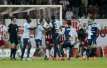 Echauffourrées dans la surface de réparation d'Ajaccio lors du barrage de Ligue 2 contre Le Havre, le 20 mai 2018 en Corse