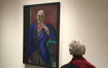 "Autoportrait au veston bleu", du peintre Max Beckmann au Metropolitan Museum of Art à New-York dans une exposition temporaire, le 17 octobre 2016