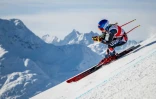 L'Américaine Mikaela Shiffrin lors de la Descente dames de la Coyupe du Monde de ski alpin à St. Moritz en Suisse le 9 décembre 2023