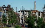 Les ruines de l'aciérie d'Azovstal, le 15 juillet 2022 à Marioupol, en Ukraine