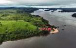 Vue aérienne d'une zone dégradée de la forêt amazonienne, près de la terre indigène Koatinemo, dans l'État de Para, au Brésil, le 12 juin 2025