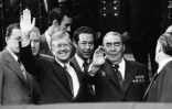 Le président américain Jimmy Carter (g) et le leader soviétique Léonid Brejnev à Vienne, le 17 juin 1979 en Autriche