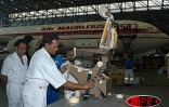 Visites des ateliers d'Air Mauritius à Plaisance -
Les avions sont démontées et toutes les pièces sont  vérifiées -
Photo J.-Y. K.