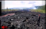 16 janvier 2002. le fleuve de lave se tarit brusquement. C'est la fin de l'éruption