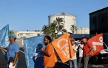 Mobilisation de l'intersyndicale devant la SRPP au Port