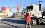 Mobilisation de l'intersyndicale devant la SRPP au Port