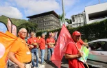 Mobilisation contre la réforme des retraites devant le CHU à Saint-Denis
