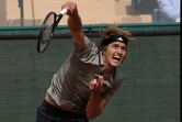 Alexander Zverev au service face au Kazakh Alexander Bublik à Monte-Carlo, le 11 avril 2023 