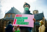 Le chef du parti des écologistes néerlandais GroenLinks Jesse Klaver manifeste pour le climat à Rotterdam, le 14 mars 2021