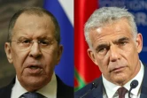 Sergueï Lavrov (g) et Yaïr Lapid, ministres des Affaires étrangères respectivement de la Russie et d'Israël