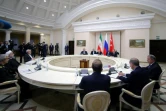 Rencontre trilatérale sur la Syrie entre le président russe Vladimir Poutine et ses homologues turc Recep Tayyip Erdogan et iranien Hassan Rohani  le 22 novembre 2017 à Sotchi, dans le sud-ouest de la Russie.