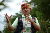 Le président de l'Organe de coordination des organisations autochtones du bassin de l'Amazone (Coica), Gregorio Mirabal, lors d'une interview avec l'AFP à Union Base, en Équateur, le 24 septembre 2021