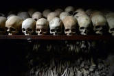 Crânes humains exposés dans le Mémorial du génocide dans une église catholique où des milliers de personnes ont été massacrées à Nyamata, au Rwanda,
le 4 avril 2014