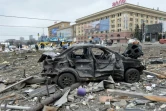 La mairie de Kharkiv en Ukraine frappée par des bombardements russes, le 1er mars 2022