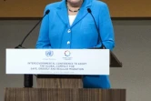 La chancelière allemande Angela Merkel s'exprime durant la conférence des Nations unies sur les migrations, le 10 décembre 2018 à Marrakech (Maroc)
