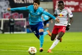 Hiroki Sakai, sous le maillot de Marseille, en déplacement chez le le RB Leipzig en Europa League, le 5 avril 2018