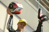 Le pilote français de l'écurie Honda, Fabio Quartararo, vainqueur de la course du championnat d'Espagne Moto 3 (CEV), programmée au Mans, le 17 mai 2014