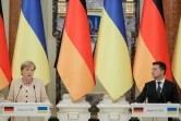 La chancelière allemande Angela Merkel et le président ukrainien Volodymyr Zelensky, le 22 août 2021 à Kiev