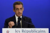 Nicolas Sarkozy fait un discours après le résultat des élections le 6 décembre 2015 à Paris