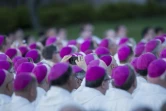 Des fidèles assistent à la messe de canonisation de Junipero Serra par le pape François à Washington, le 23 septembre 2015