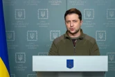 Le président ukrainien Volodymyr Zelensky s'adresse à la nation, le 28 février 2022 à Kiev