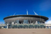 Le Gazprom Arena stadium, le 2 avril 2021 à Saint-Petersbourg, où devait se dérouler la finale de la Ligue des Champions, le 28 mai 2022, avant d'être délocalisée au Stade de France à Saint-Denis, en raison de l'invasion de l'Ukraine par la Russie
