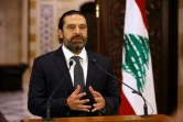Le Premier ministre libanais Saad Hariri s'adresse aux Libanais manifestant contre la corruption à Beyrouth, le 18 octobre 2019