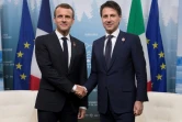 Photo d'archives du président français Emmanuel Macron (gauche)et du chef du gouvernement italien Guiseppe Conte (droite) au sommet du G7 au Canada le 9 juin 2018 