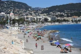 La plage devant la Promenade des Anglais à Nice, le 16 juillet 2016 à Nice